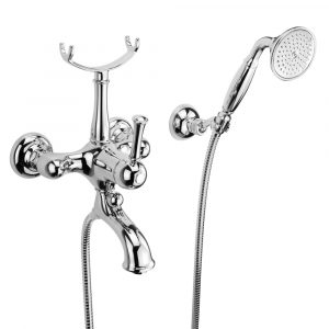 Exposed bathtube mixer with flexible 150 cm and duplex shower