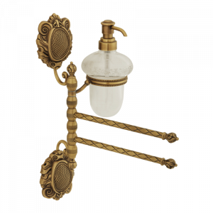 Towel holder with two swivelling arms and with dispenser