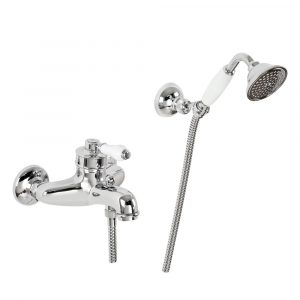 Exposed bathtube mixer with flexible 150 cm and duplex shower