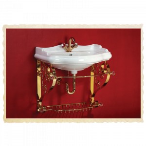 Washbasin console with shelf-grid