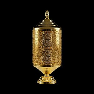 Баночка на ножке высокая ажурная с крышкой