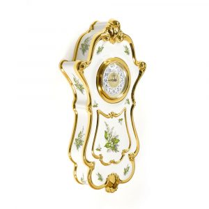 PRIMAVERA Orologio Da Parete 34x12xh63 cm, ceramica, Colore Bianco, Decorazione oro