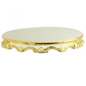 EMOZIONI Table top D62 cm (without column), ceramic, color white, decor gold, Crystal