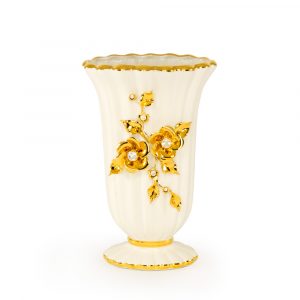 EMOZIONI Vase 16x13x25 cm, ceramic, color white, decor gold, Crystal