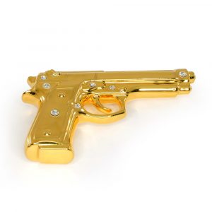 PISTOLETTO Pistola 20×13 cm (senza supporto), ceramica, Colore Oro, Cristallo