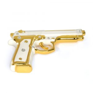 PISTOLETTO Pistola 20×13 cm (senza supporto), ceramica, Colore Oro, Cristallo