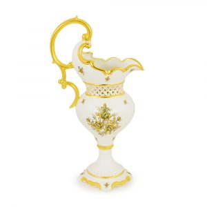 FIORI GOLD Brocca H58 cm, ceramica, Colore Bianco, Decorazione oro