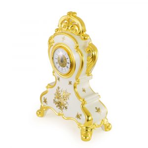 FIORI GOLD Orologio Da Tavolo L30xp15xh45 cm, ceramica, Colore Bianco, Decorazione oro