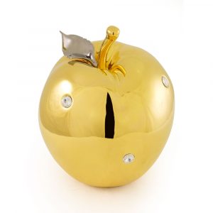 EMOZIONI Souvenir Apple 14xh16 cm, ceramica, Colore oro, Decorazione platino, cristallo