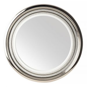 DUBAI Specchio rotondo d. 69 cm., ceramica, Colore Bianco, Decorazione platino, cristallo