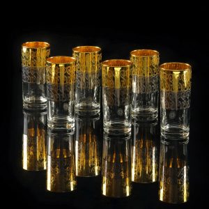 CREMONA Glass 400 ml, set of 6 pcs, crystal/decor gold 24K