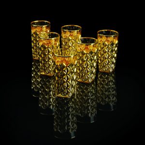 GOLDEN DREAM Glass 400 ml, set of 6 pcs, crystal/gold 24K