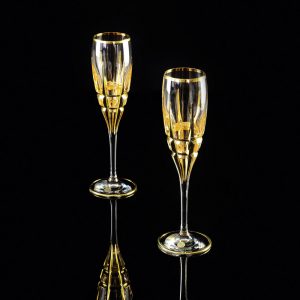 BARON Бокал для шампанского 150мл, набор 2 шт, хрусталь/декор золото 24К
