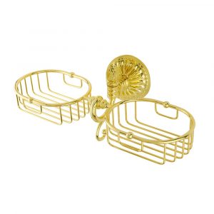 Double wall-mounted lattice basket, gold