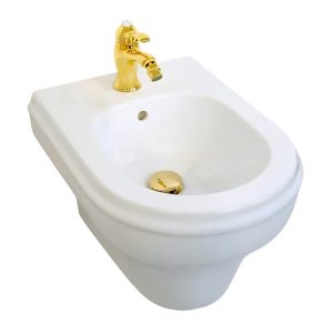 CHARME Suspended bidet with mounting bracket, one hole for the faucet, shiny white
